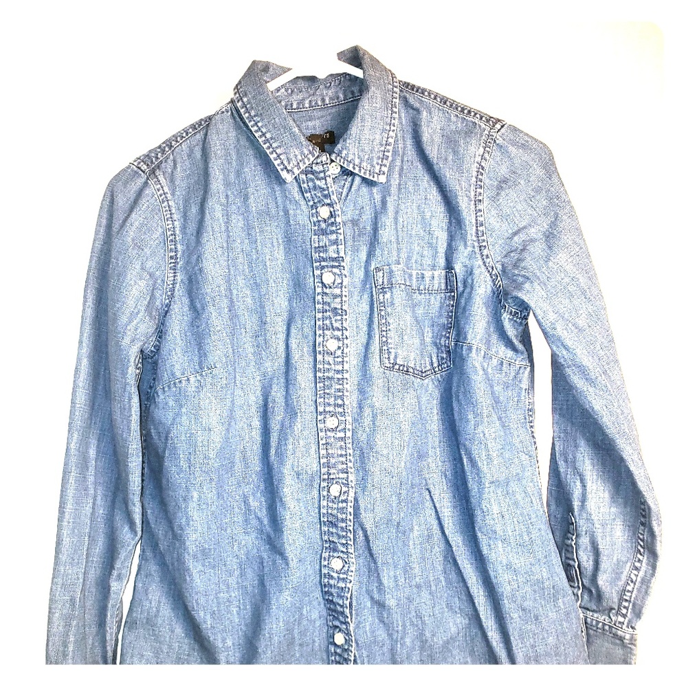 Denim Jean Button Up Shirt Long sleeve with Collar